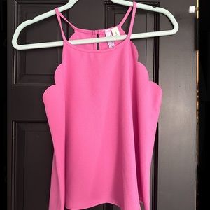 Pink scalloped edge tank top